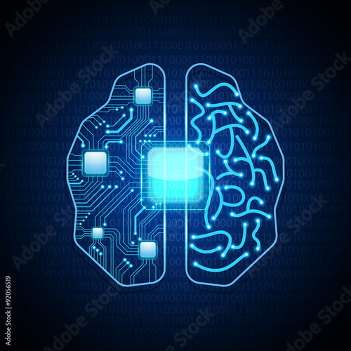 Brain with circuit board texture.vector