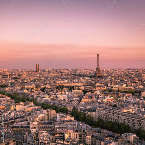 Sunset over Paris with Eiffel Tower, France © marchello74
