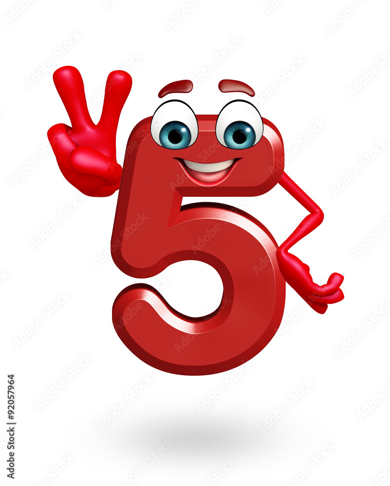 Obraz premium cartoon character of five digit