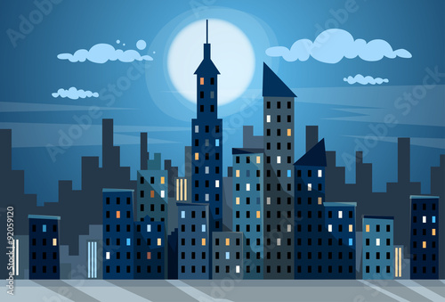 City Skyscraper Night View Cityscape Snow Skyline