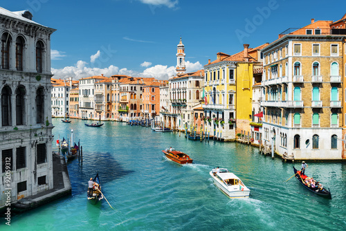 View of the Grand Canal with gondolas in Venice, Italy