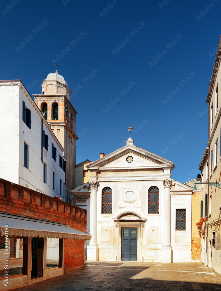 Facade of the San Simeone Profeta church in Venice, Italy