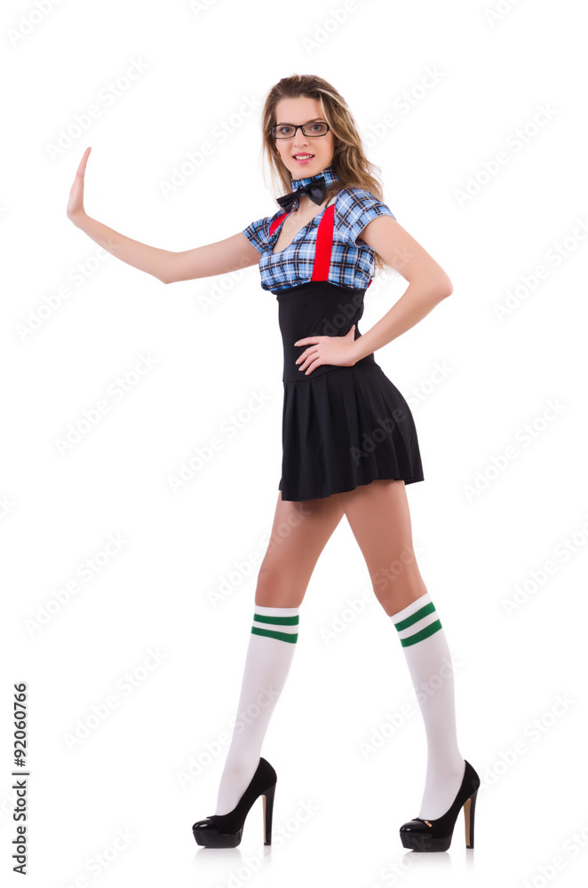 Schoolgirl isolated on the white background Schoolgirl isolated on the white background
