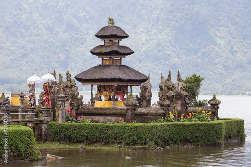 Temple Ulun Danu Bratan on the lake in Bali , Indonesia