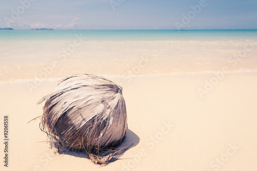 Wallpaper Mural coconut on beach with blue sky - soft focus with film filter Torontodigital.ca