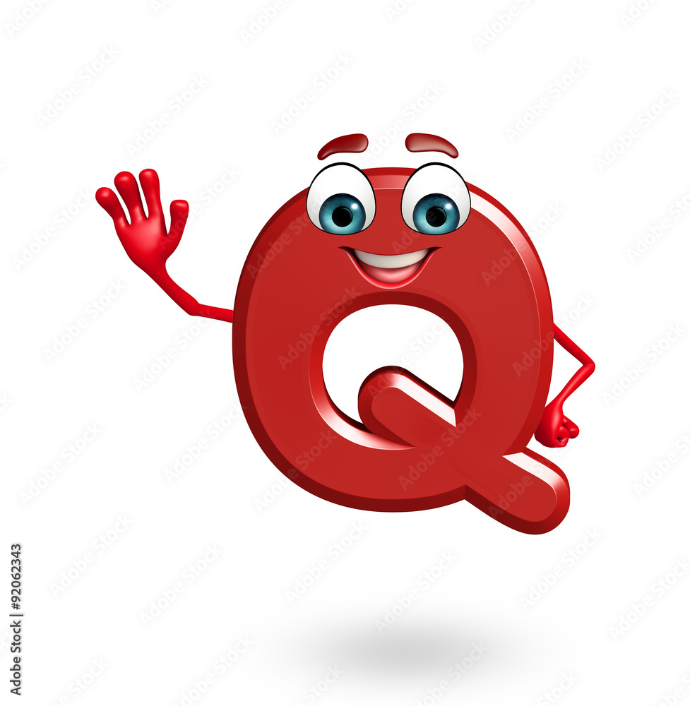 Obraz premium Cartoon Character of alphabet Q