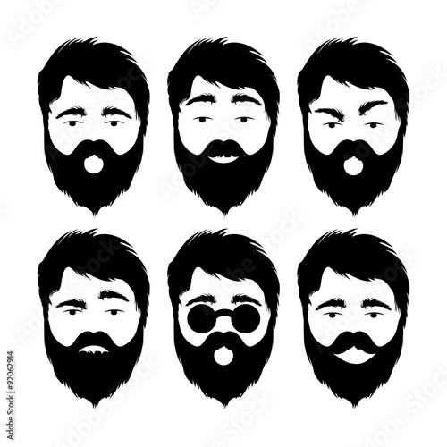 Illustration of modern flat emoticons with beard man