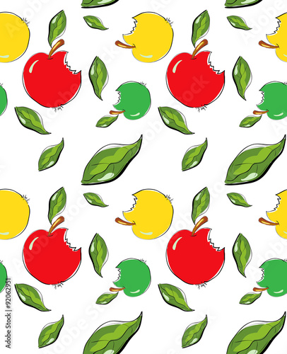 Fototapeta Naklejka Na Ścianę i Meble -  Illustration of seamless pattern with doodle apples