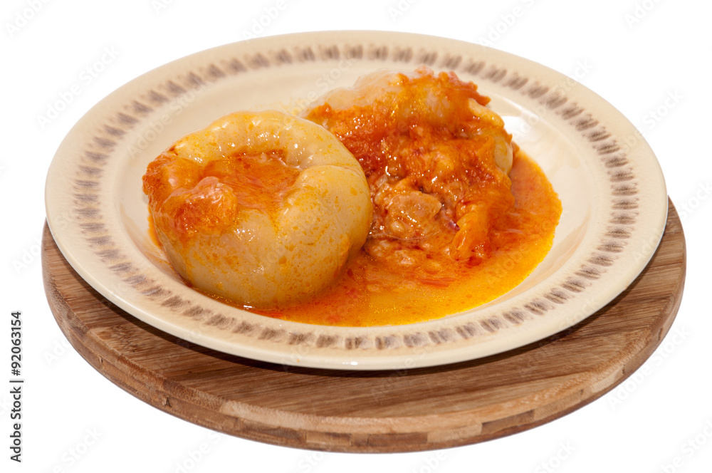 Stuffed paprika with minced meat served on the plate Stuffed paprika with minced meat served on the plate