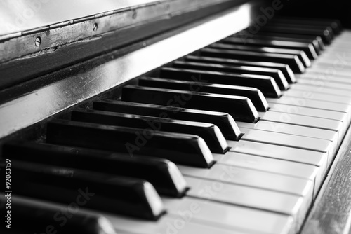Slika na platnu close-up of piano keys. close frontal view bw