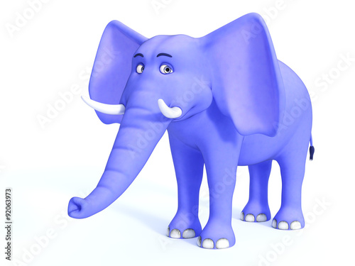 Blue cute toon elephant.