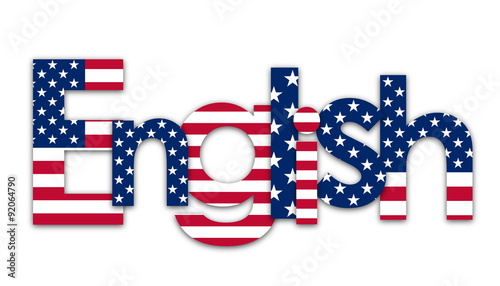 
"ENGLISH" Vector Word Icon with US Flag