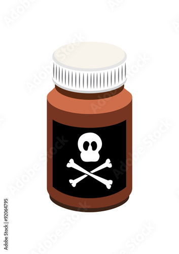 Vector image of a medicine bottle with a skull and cross bones