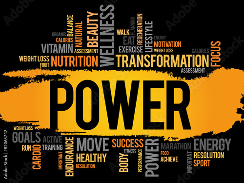 POWER word cloud, fitness, sport, health concept