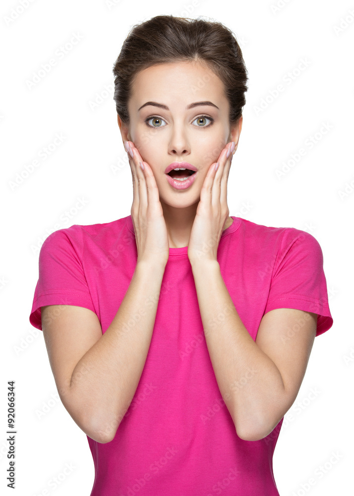 Portrait of the surprised woman face