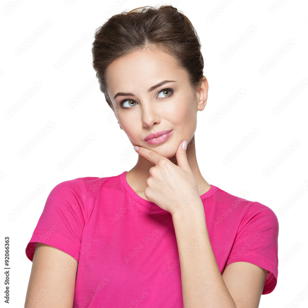 Portrait of the young thinking woman with some problem Portrait of the young thinking woman with some problem