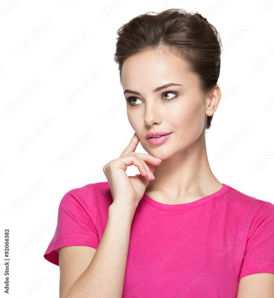 Portrait of the young thinking woman with some problem Portrait of the young thinking woman with some problem
