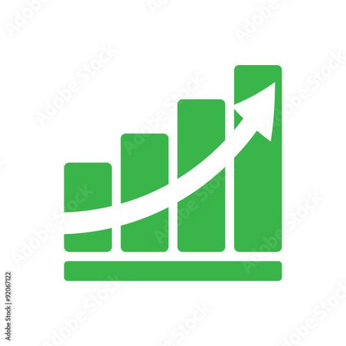 Graph green color arrow growth flat style