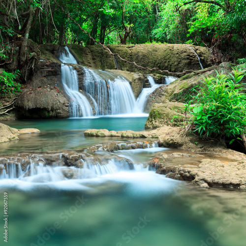Deep forest waterfall in Huay Mae Kamin Kanjanaburi Thailand © epidote1982