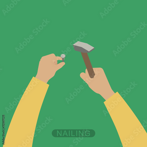 Hands with hammer