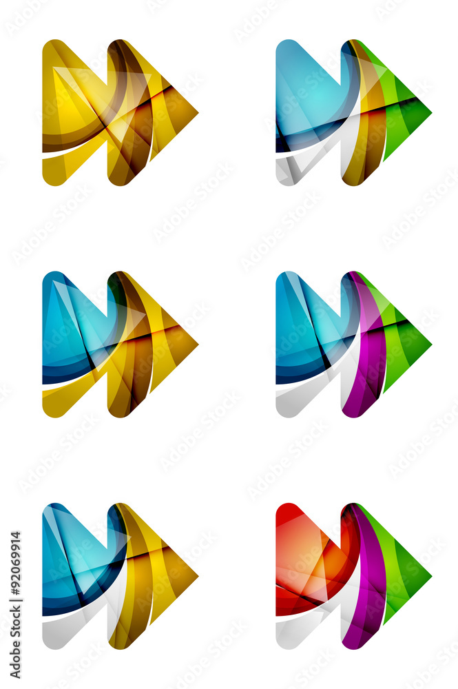 Set of abstract next play arrow icon, business logotype concepts Set of abstract next play arrow icon, business logotype concepts
