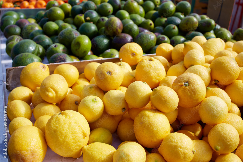 Lemon yellow in the marketplace outdoor Spain