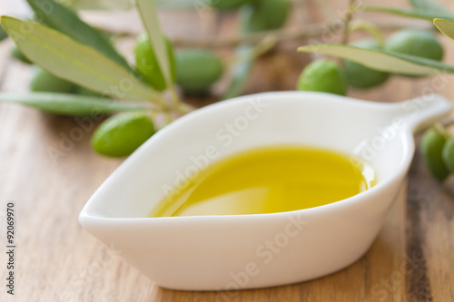 olive oil in white bowl
