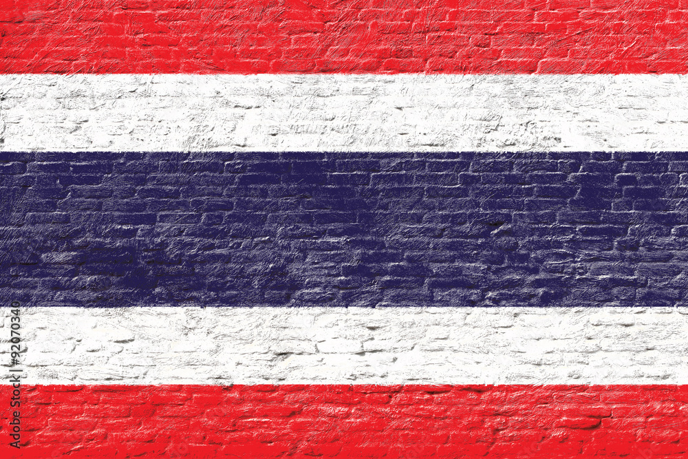 Thailand - National flag on Brick wall