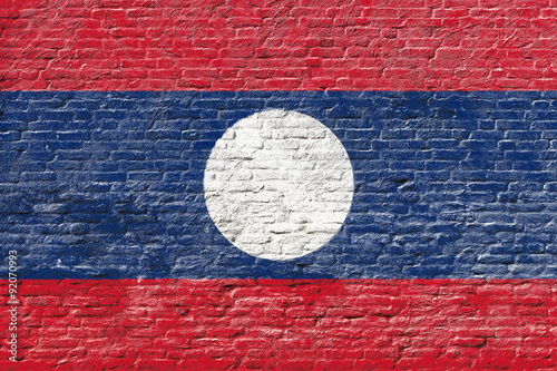 Laos - National flag on Brick wall