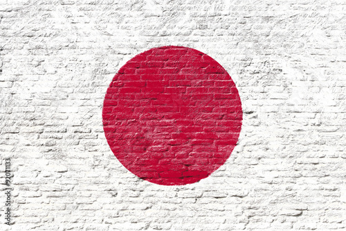 Japan - National flag on Brick wall