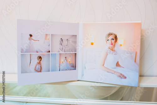 Classic white leather wedding photobook and album