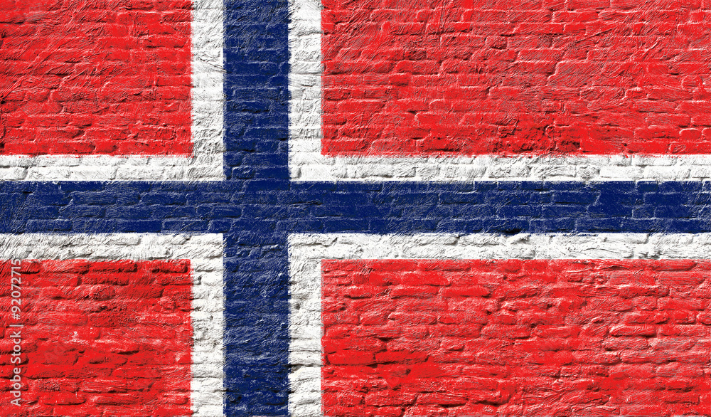 Norway - National flag on Brick wall Norway - National flag on Brick wall