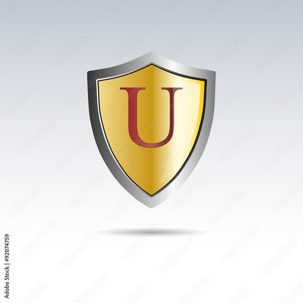 Vector shield initial letter U