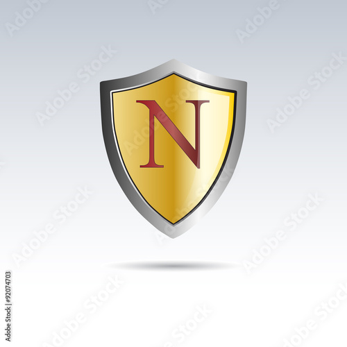 Vector shield initial letter N