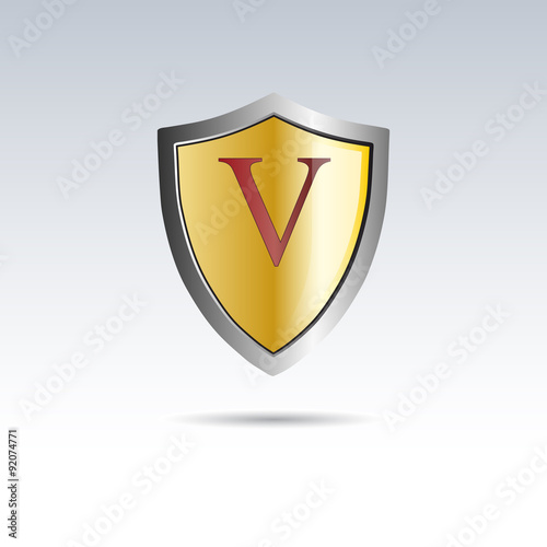Vector shield initial letter V