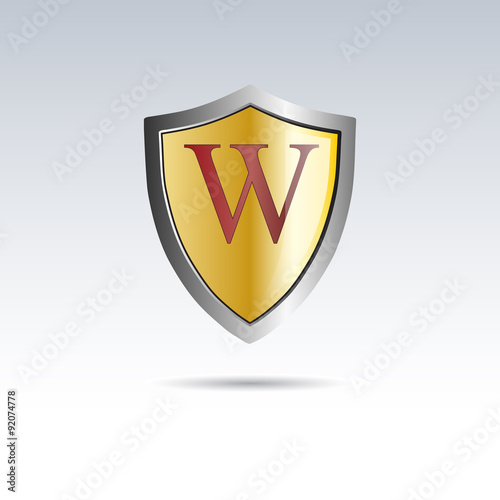 Vector shield initial letter W