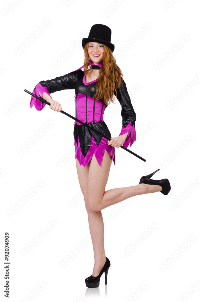 Girl in purple masquerade isolated on white Girl in purple masquerade isolated on white