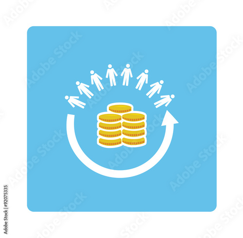 Vector image of a circle of people around money