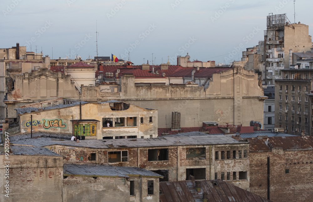 Bucharest, Romania - September 15, 2013: Panoramic view of Bucharest from above.