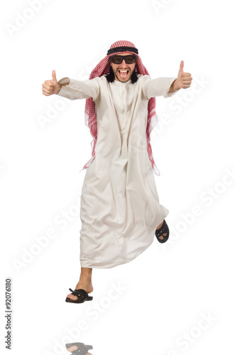 Arab man jumping from joy