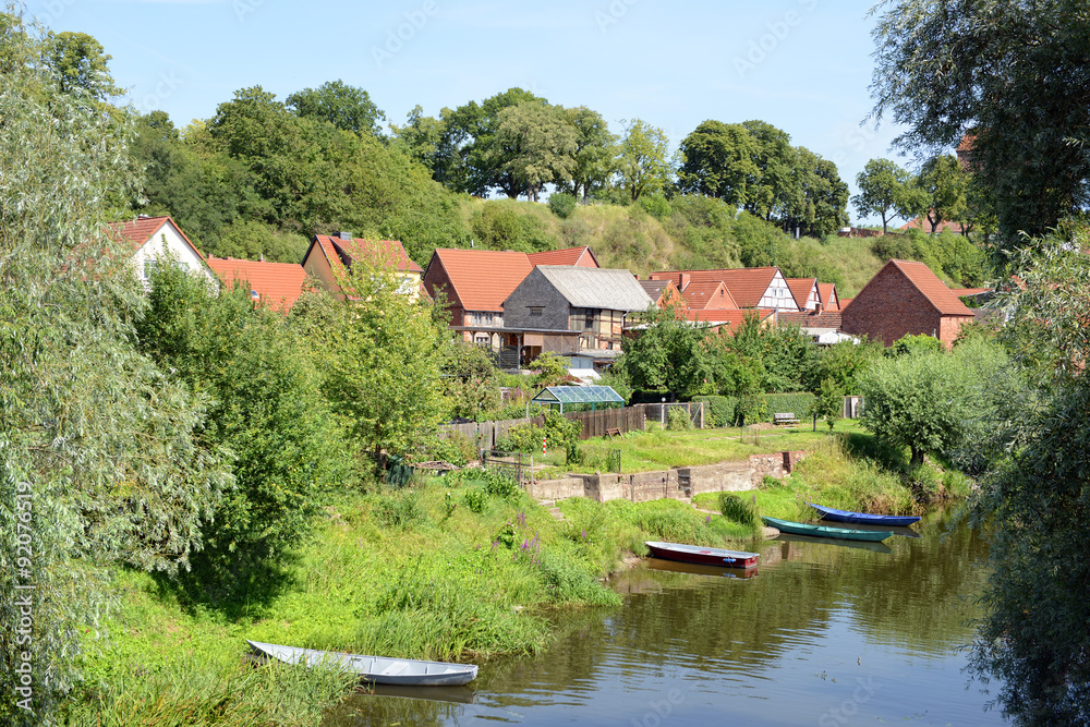 Cityscape of Havelberg with Havel River.