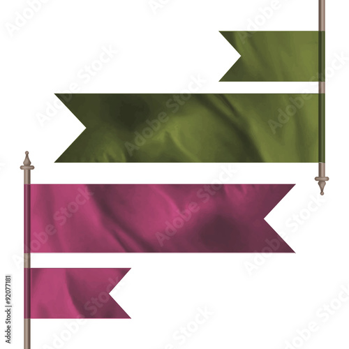 Green and pink silk flags