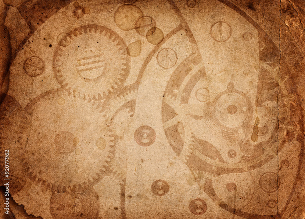 Gears and cogs worn paper background