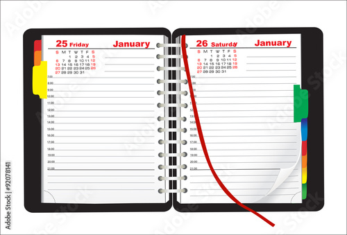 Vector open personal organizer