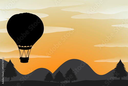 Silhouette balloon flying in the sky