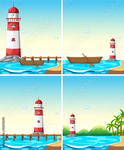 Set of lighthouse from different angle