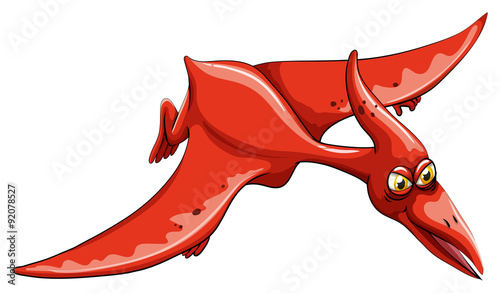 Red dinosaur flying in the sky