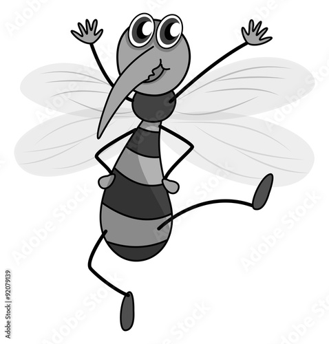 Little mosquito having arms up