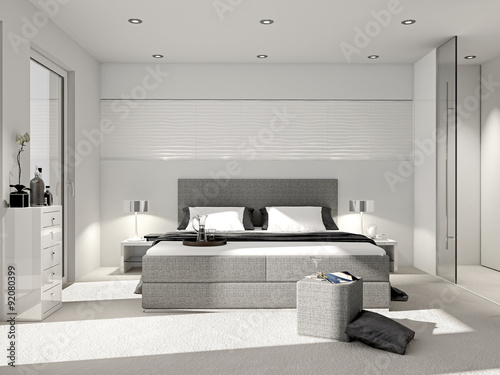 modernes Schlafzimmer mit Boxspringbett photo