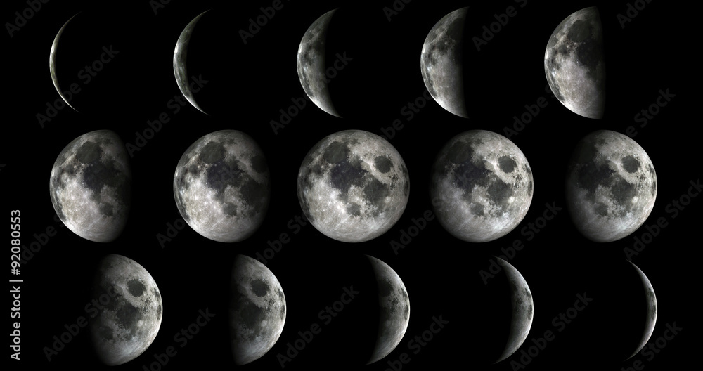 Obraz premium Phases of the moon from new to full. Elements of this image furnished by NASA